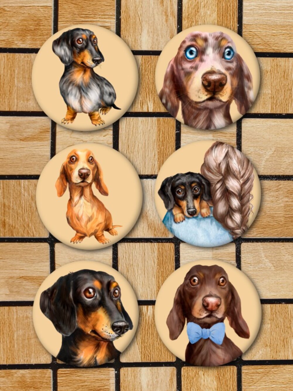 Watercolor Dachshund Fridge Magnets Set Of 6 Metal Magnets Home Office Kitchen